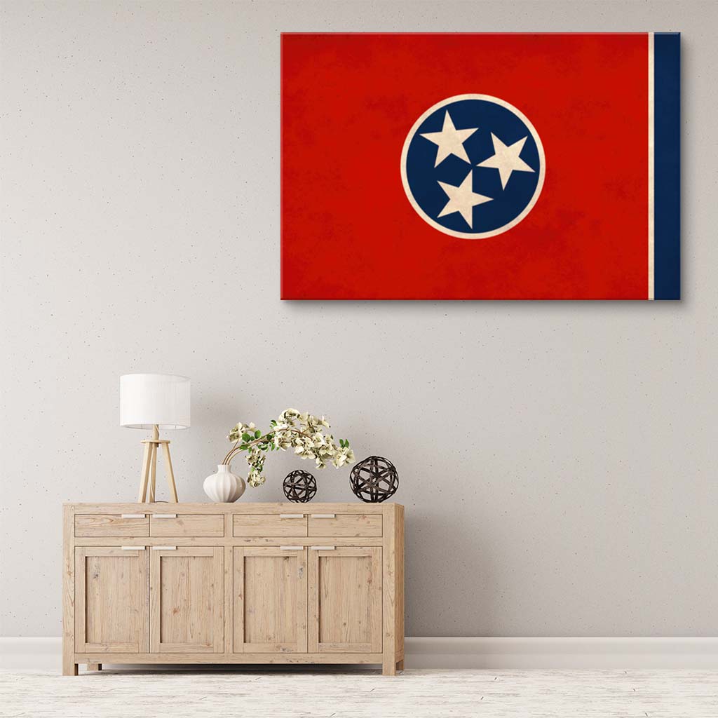 Distressed Tennessee Flag Canvas Wall Art Print