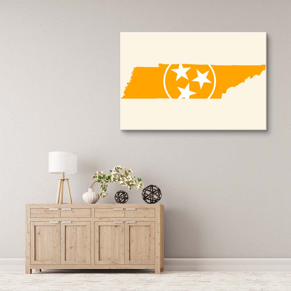 Orange & White Tennessee Flag Silhouette Canvas Wall Art Print