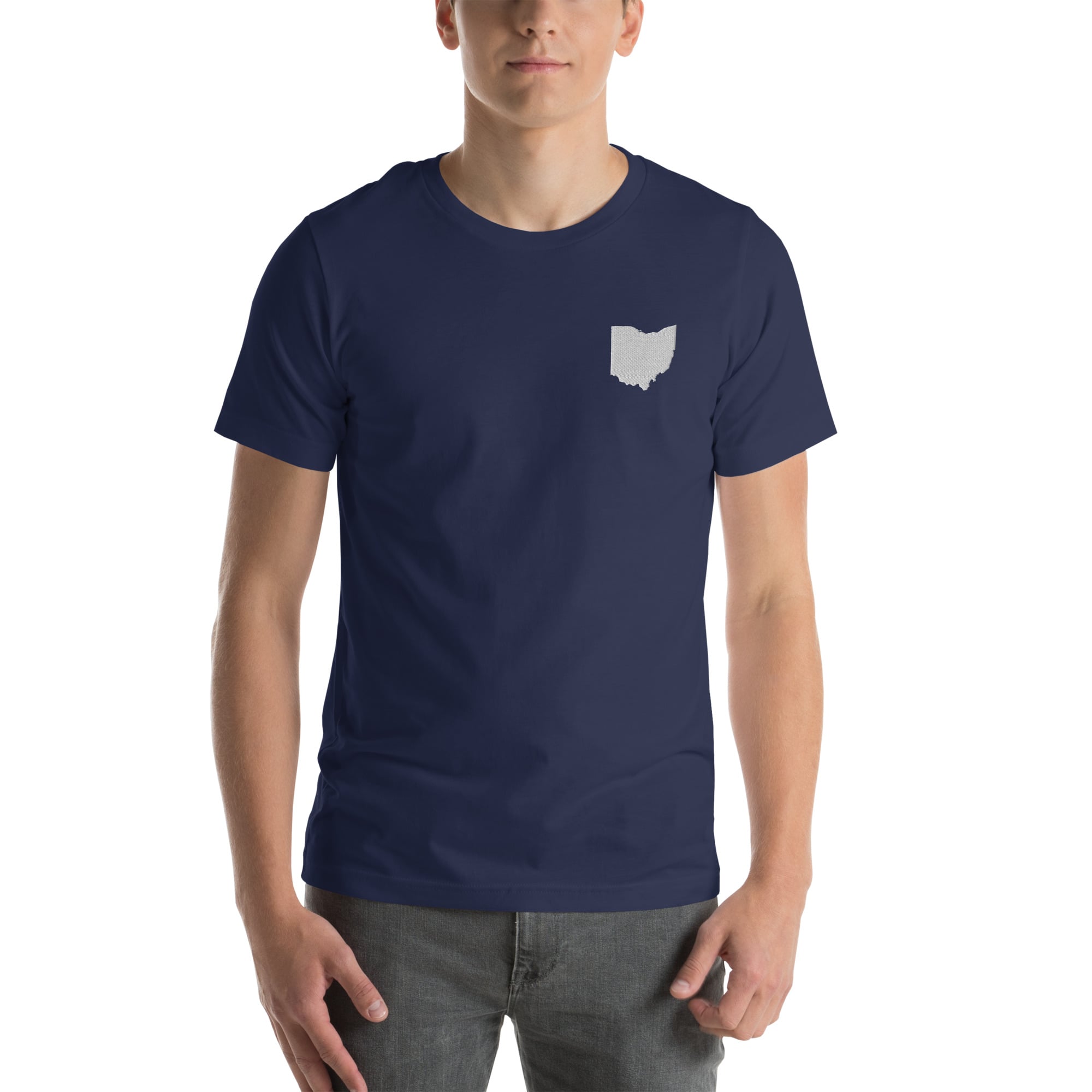 White Ohio Embroidered Patch T Shirt