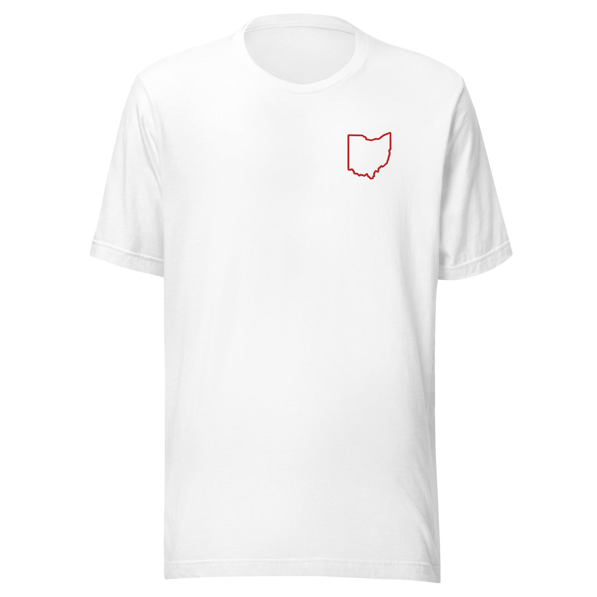Red Ohio Outline Embroidered Patch T Shirt