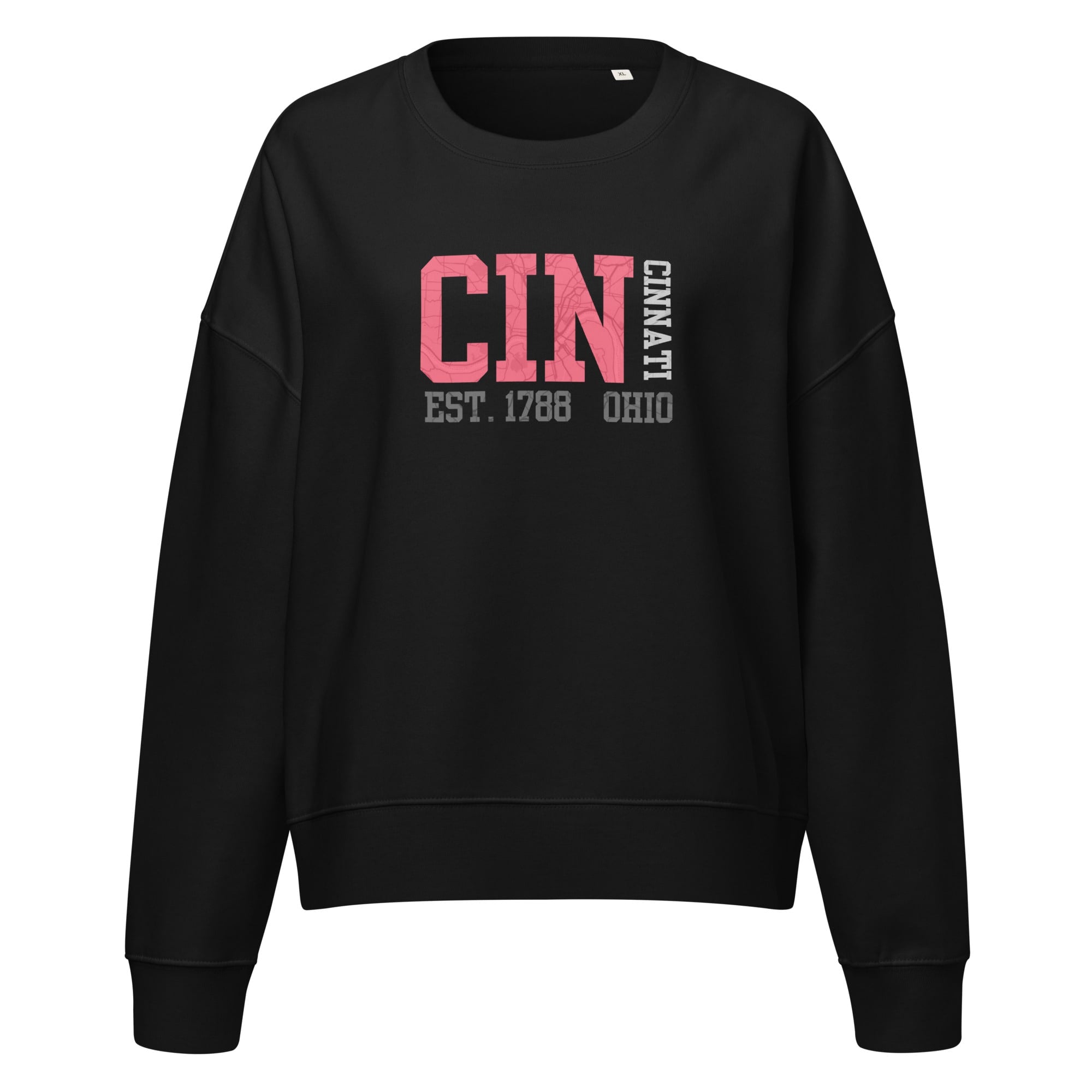 Cincinnati Map Cropped Crewneck Sweatshirt