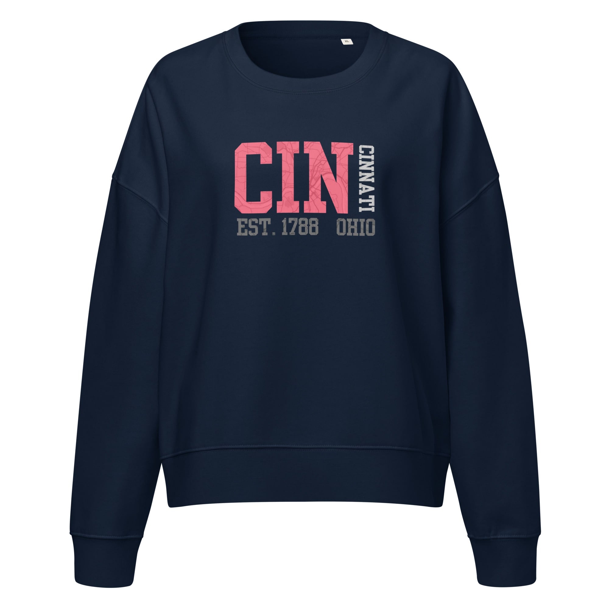 Cincinnati Map Cropped Crewneck Sweatshirt