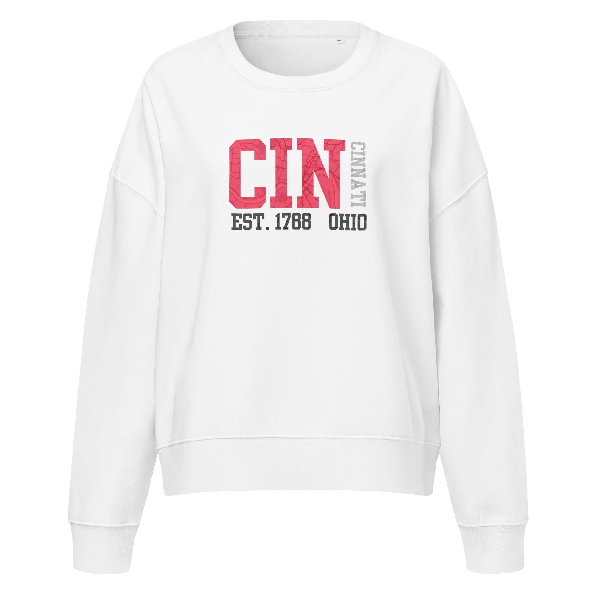 Cincinnati Map Cropped Crewneck Sweatshirt