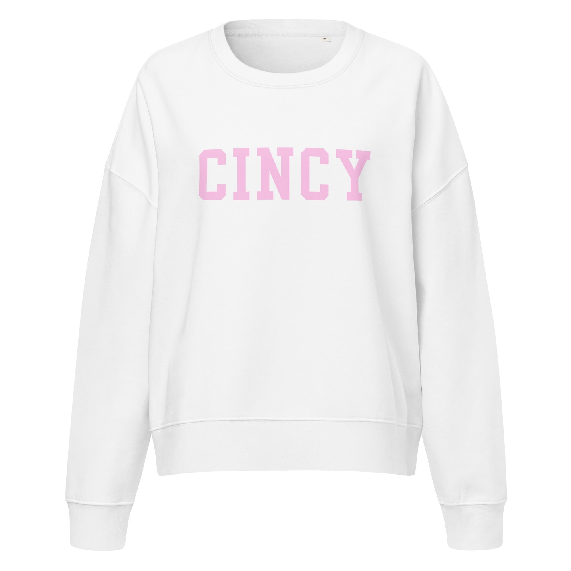 Pink Cincy Cropped Crewneck Sweatshirt